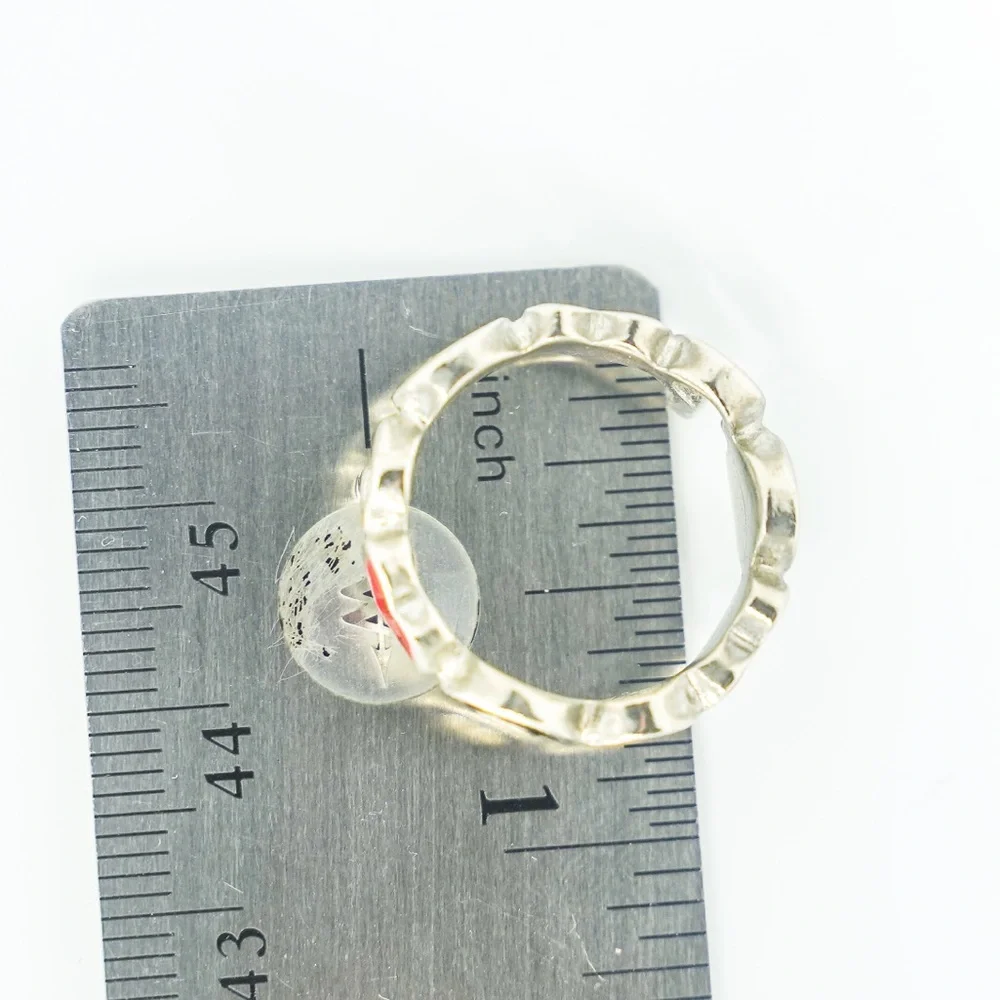 Vintage y2k Ring Mystery Love 8 Ball Question Mark Heart Silver Plated